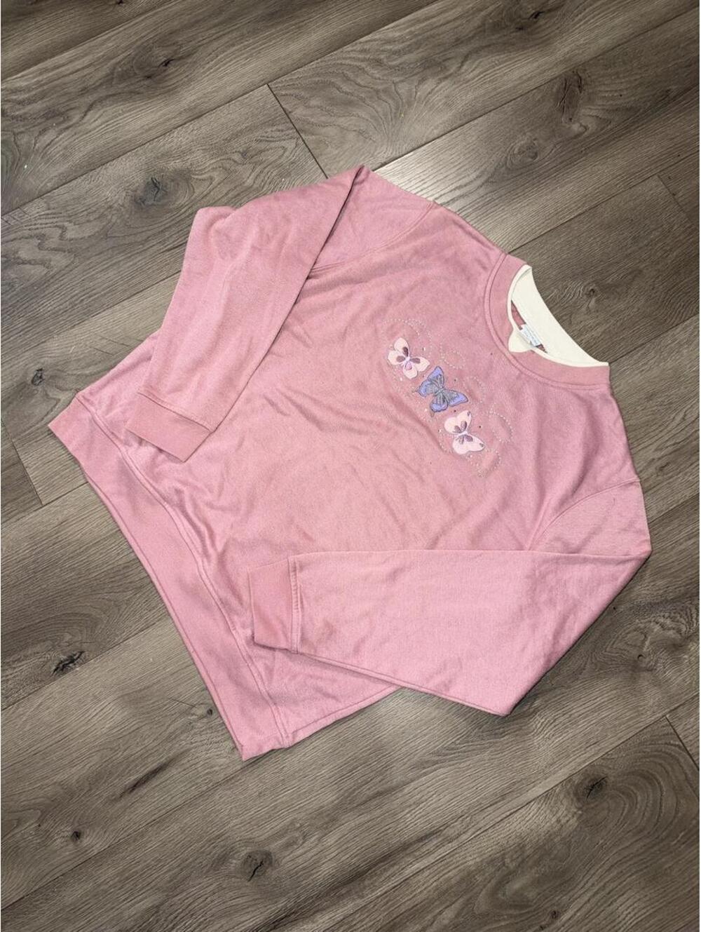 90s Haband Butterfly Embroidered Rhinestone Crewneck